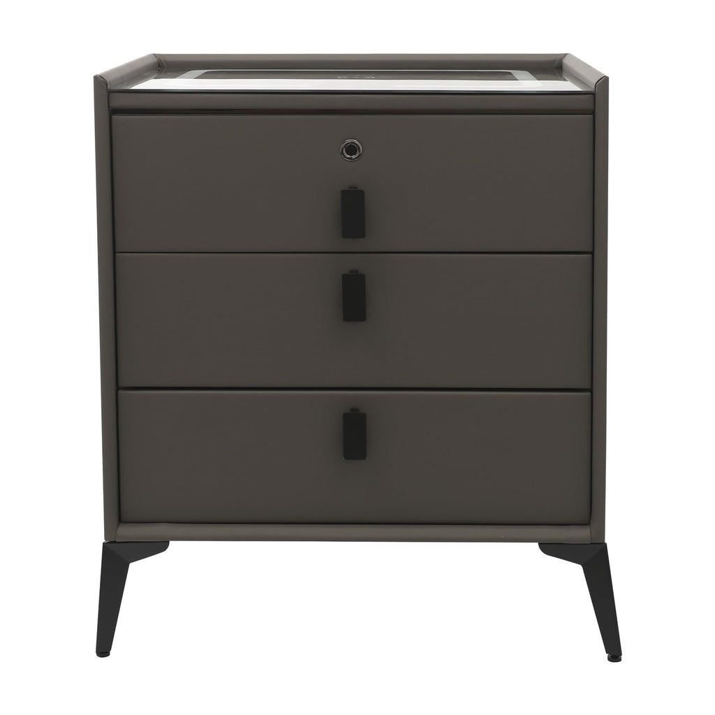 Solid Wood Nightstand with 3 Drawers H61598