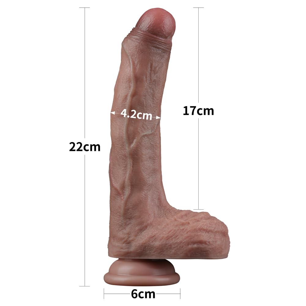 8.5" Realistic Uncut Dual Density Silicone Dildo with Suction Cup T82039