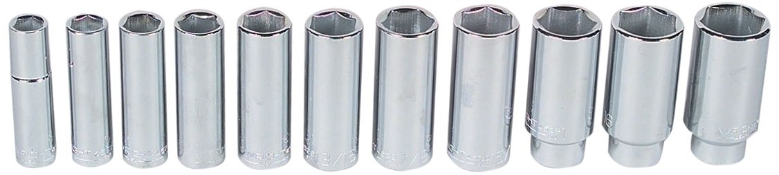 1/2 Inch Drive 11 Piece 6 Point Deep Socket Set T465
