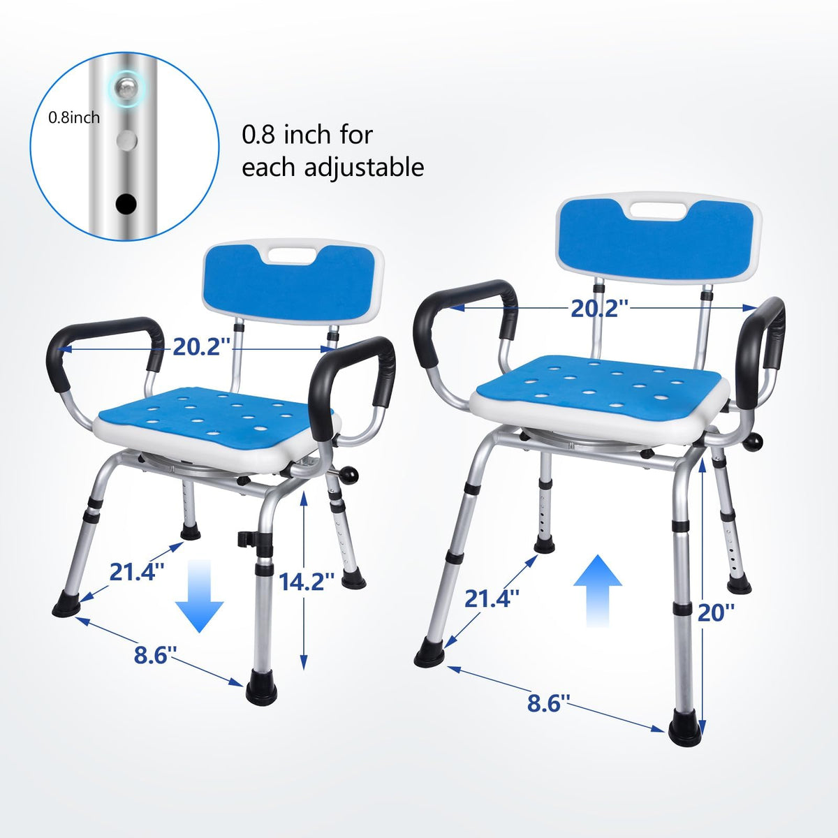 Swivel Shower Chair 500lbs Heavy Duty Adjustable M9893