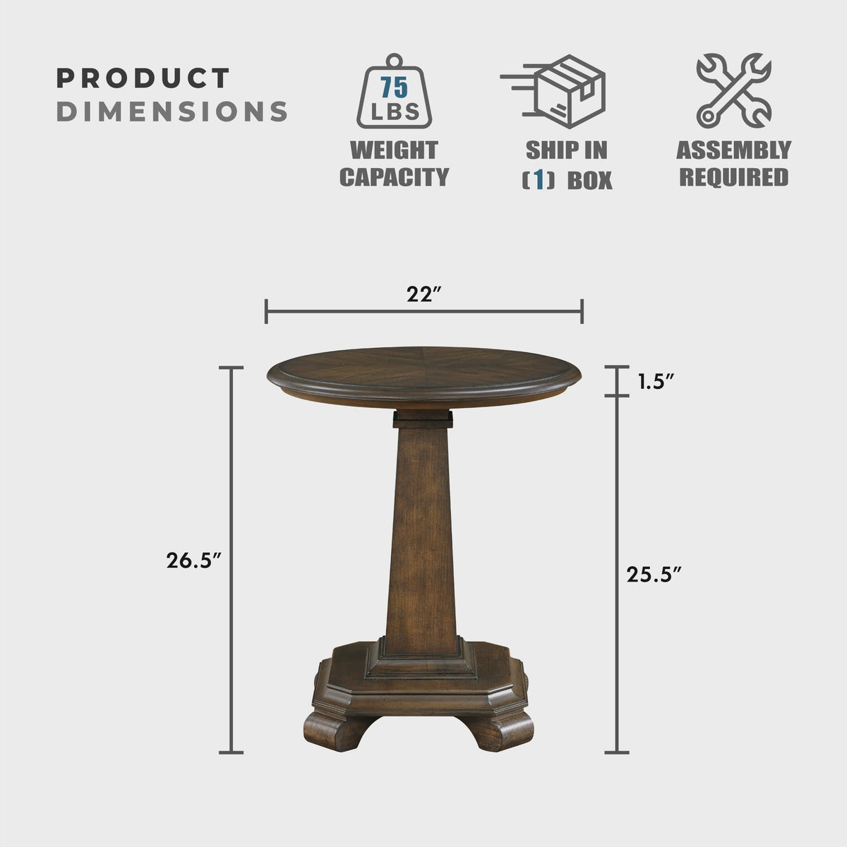 22" Round Wood End Table D72461