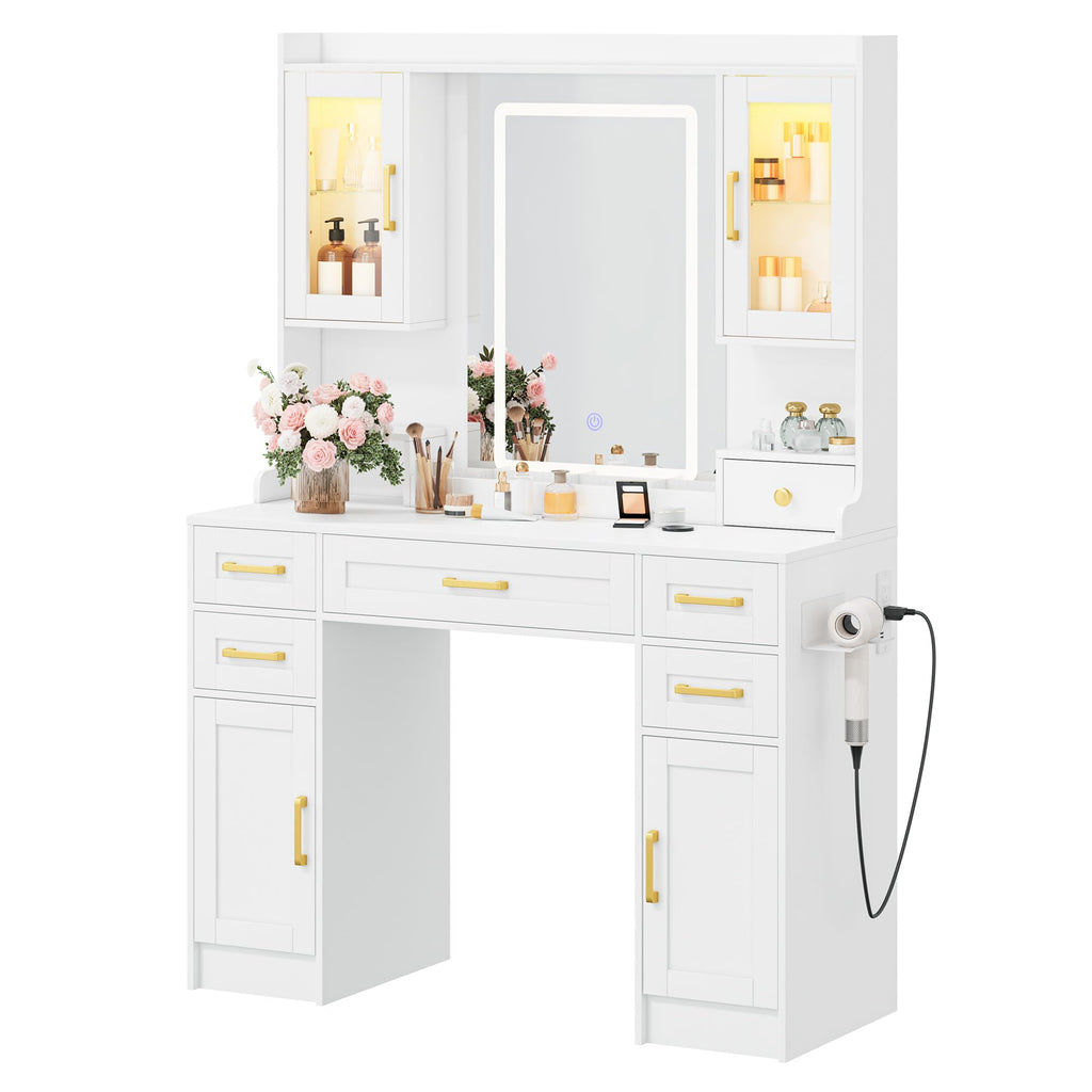 Vanity Desk with Mirror and LED Lights A4980
