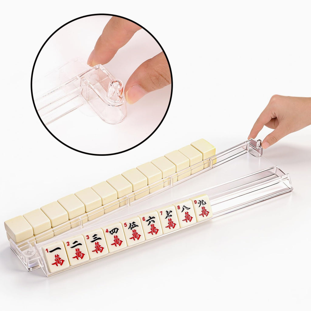 Set of 4 Clear Mahjong Racks with Pushers V828