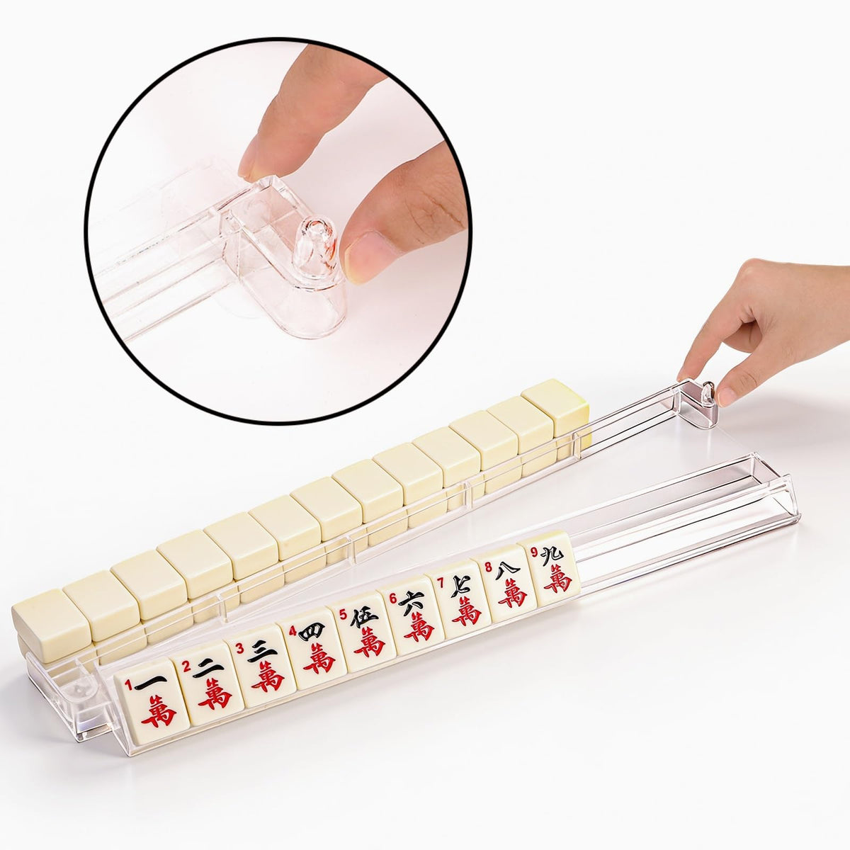 Set of 4 Clear Mahjong Racks with Pushers V828