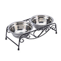 Stainless Steel Elevated Dog Cat Bowls with Iron Stand U4061
