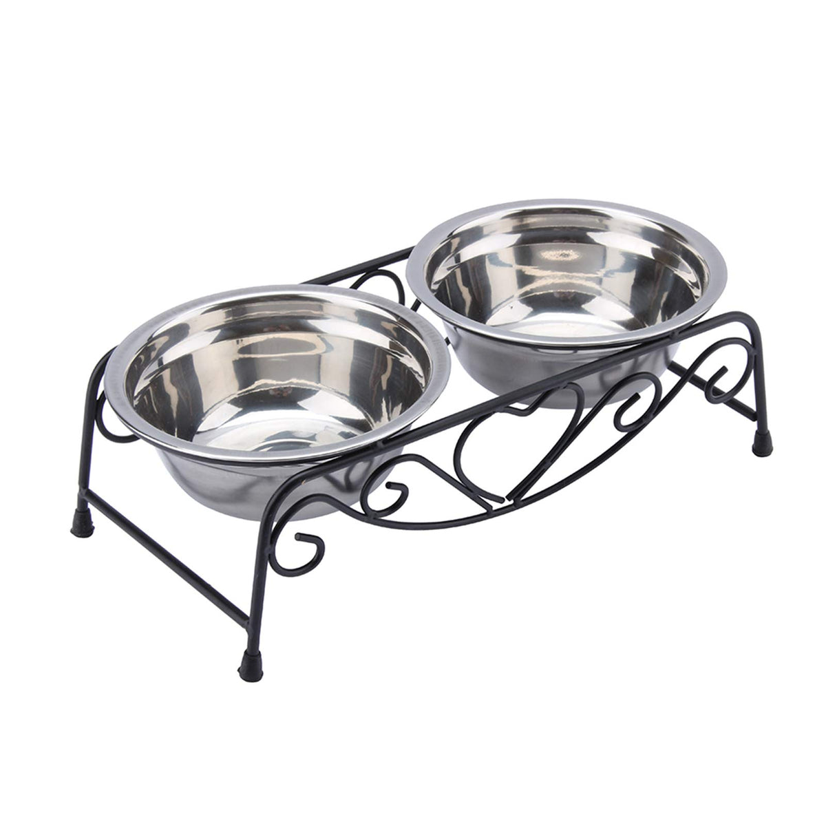 Stainless Steel Elevated Dog Cat Bowls with Iron Stand U4061