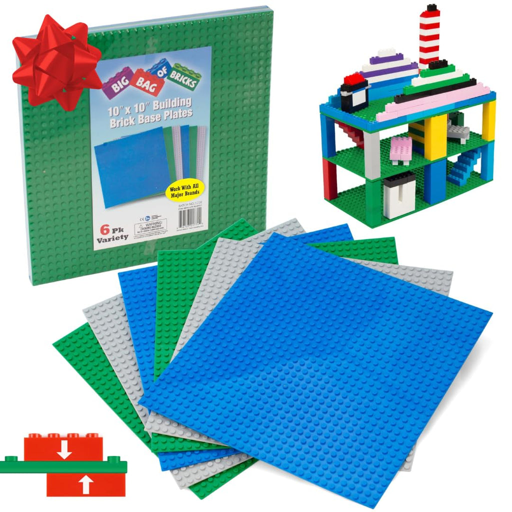 Green Blue White 10x10" Building Bricks Baseplates 4 Pack I27349