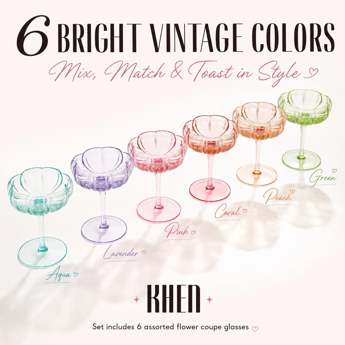 Vintage Wavy Glass Coupes Set of 6 C91769