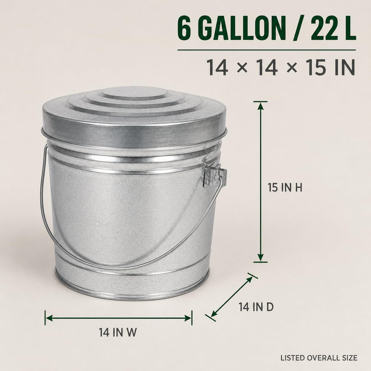 6 Gal Galvanized Steel Storage Can V916400