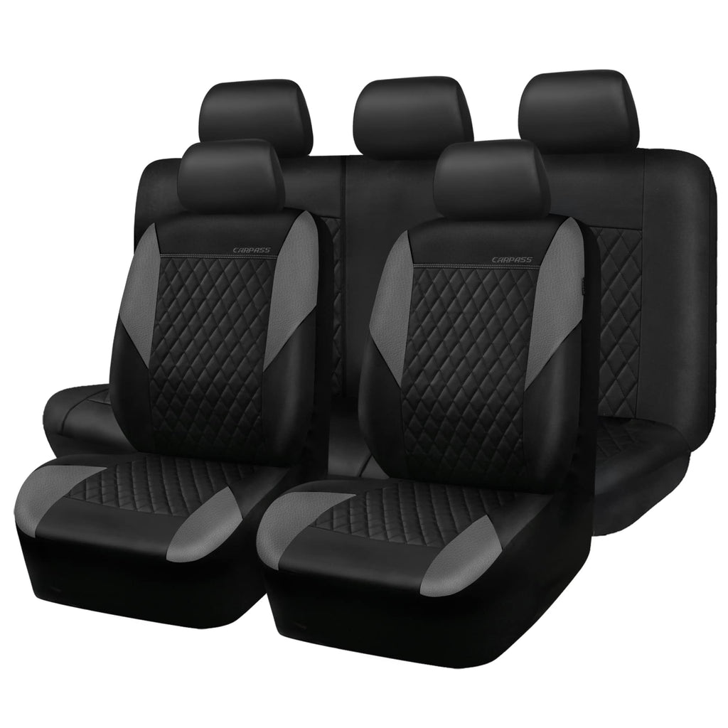 Gray Quilting Leather Full Set Car Seat Covers T419351