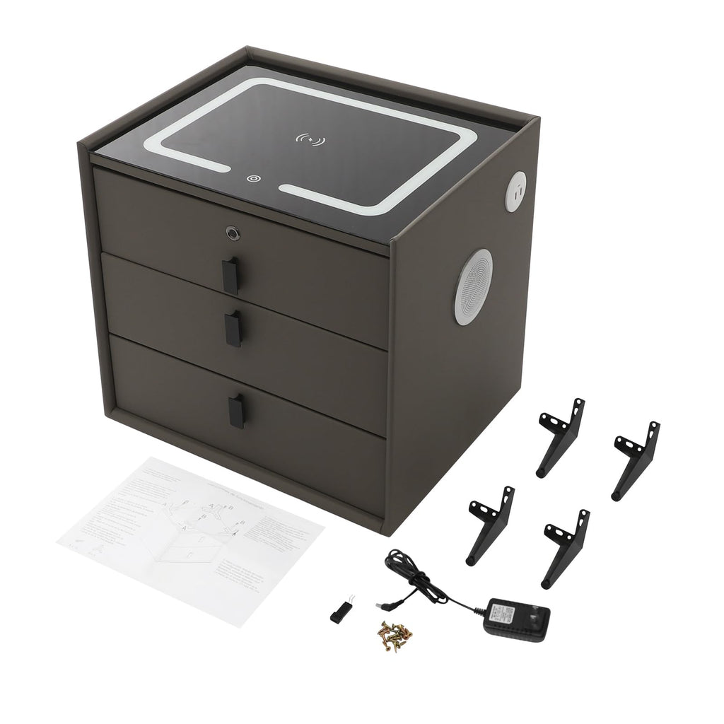 Solid Wood Nightstand with 3 Drawers H61598