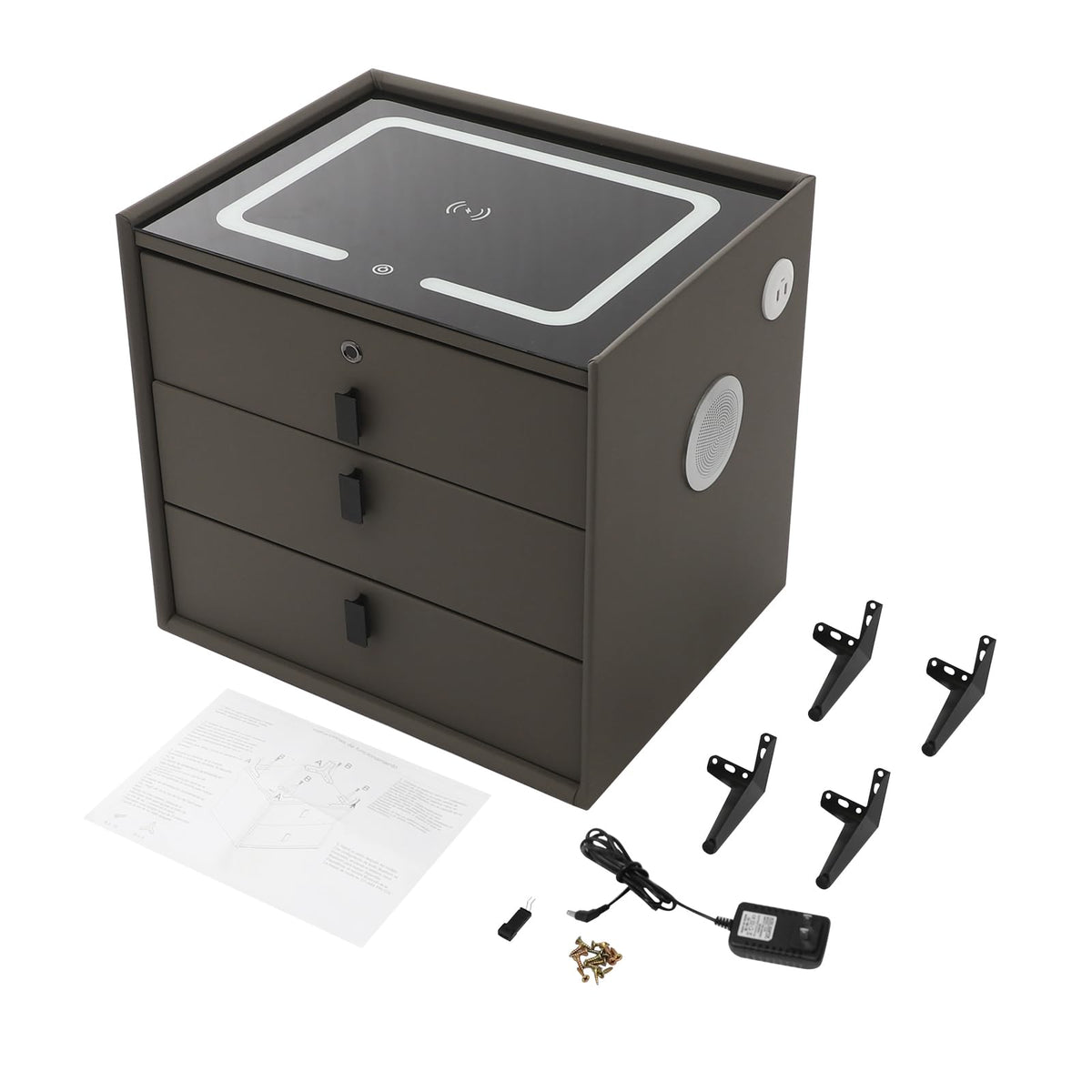 Solid Wood Nightstand with 3 Drawers H61598
