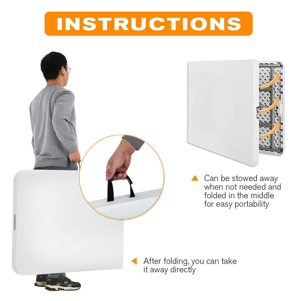 White 6 ft Folding Portable Table 500 lbs Capacity E45062