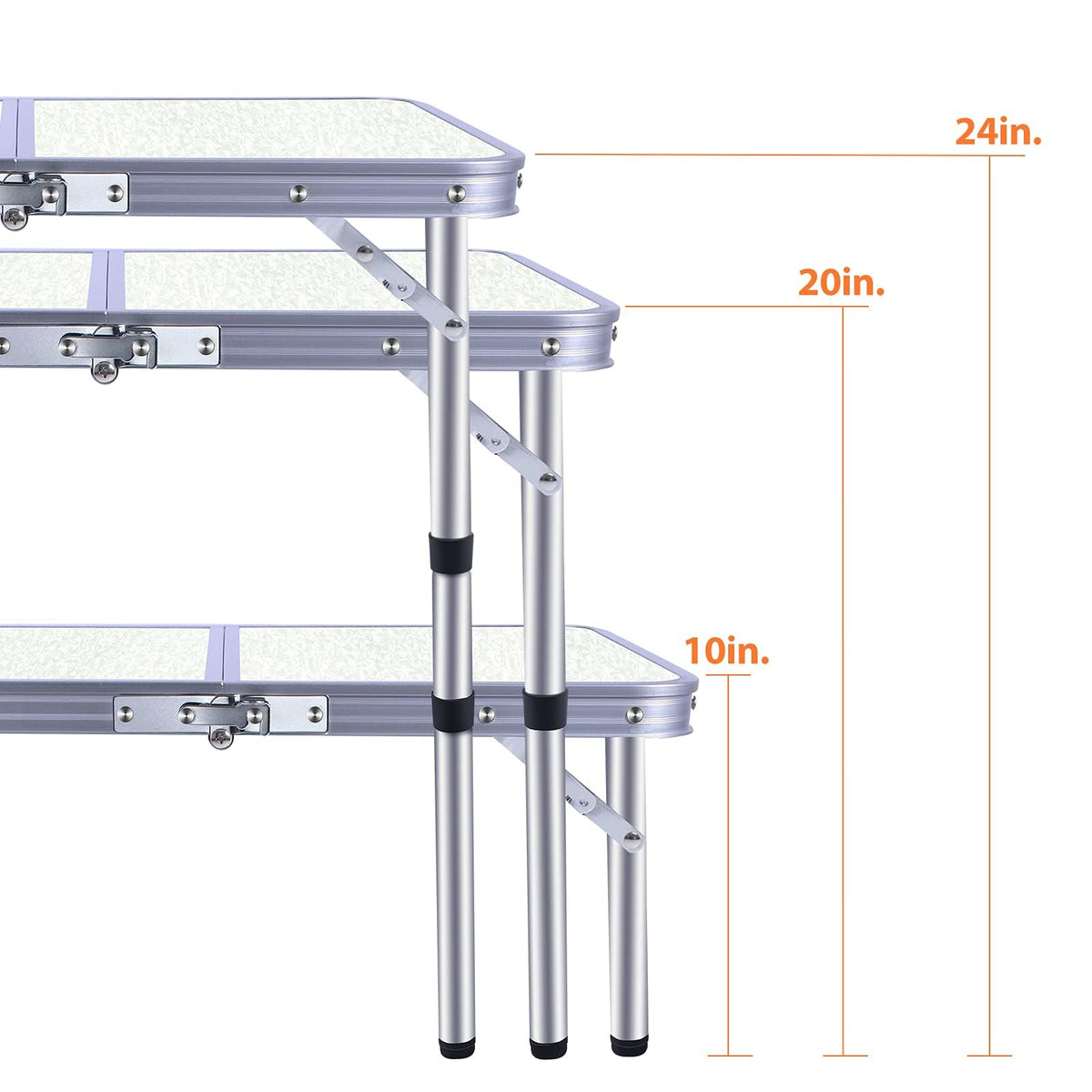 Small Portable Folding Camping Table, 3 Adjustable Height Lightweight Aluminum E342