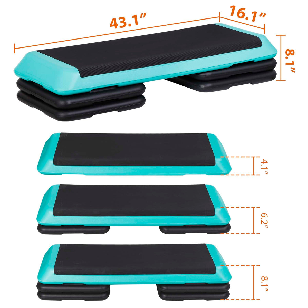 43" Adjustable Aerobic Stepper Bench with Risers R72393