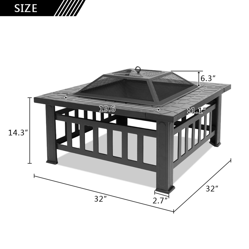 32 Inch Square Fire Pit U9166