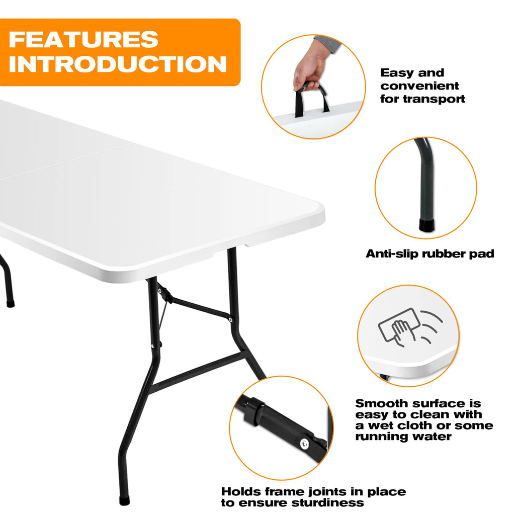 White 6 ft Folding Portable Table 500 lbs Capacity E45062