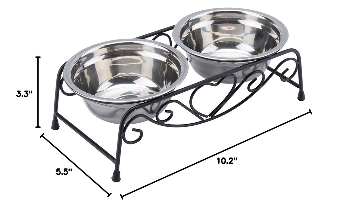 Stainless Steel Elevated Dog Cat Bowls with Iron Stand U4061