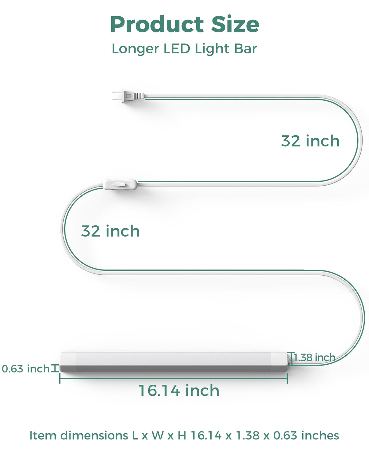 16" Under Cabinet LED Lights Plug in Workbench Light 700LM 2700K L40405
