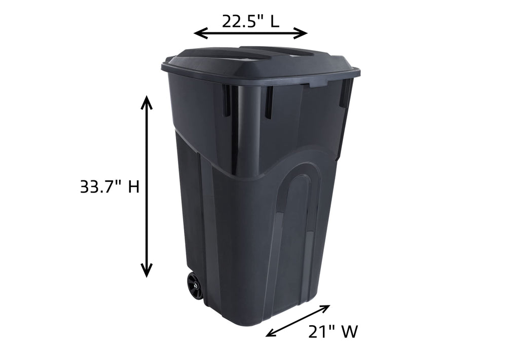 32 Gallon Black Wheeled Outdoor Garbage Can with Snap Lock Lid, 2 Pack R713502
