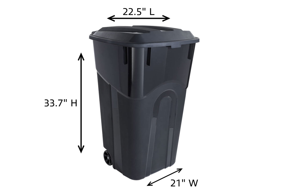 32 Gallon Black Wheeled Outdoor Garbage Can with Snap Lock Lid, 2 Pack R713502