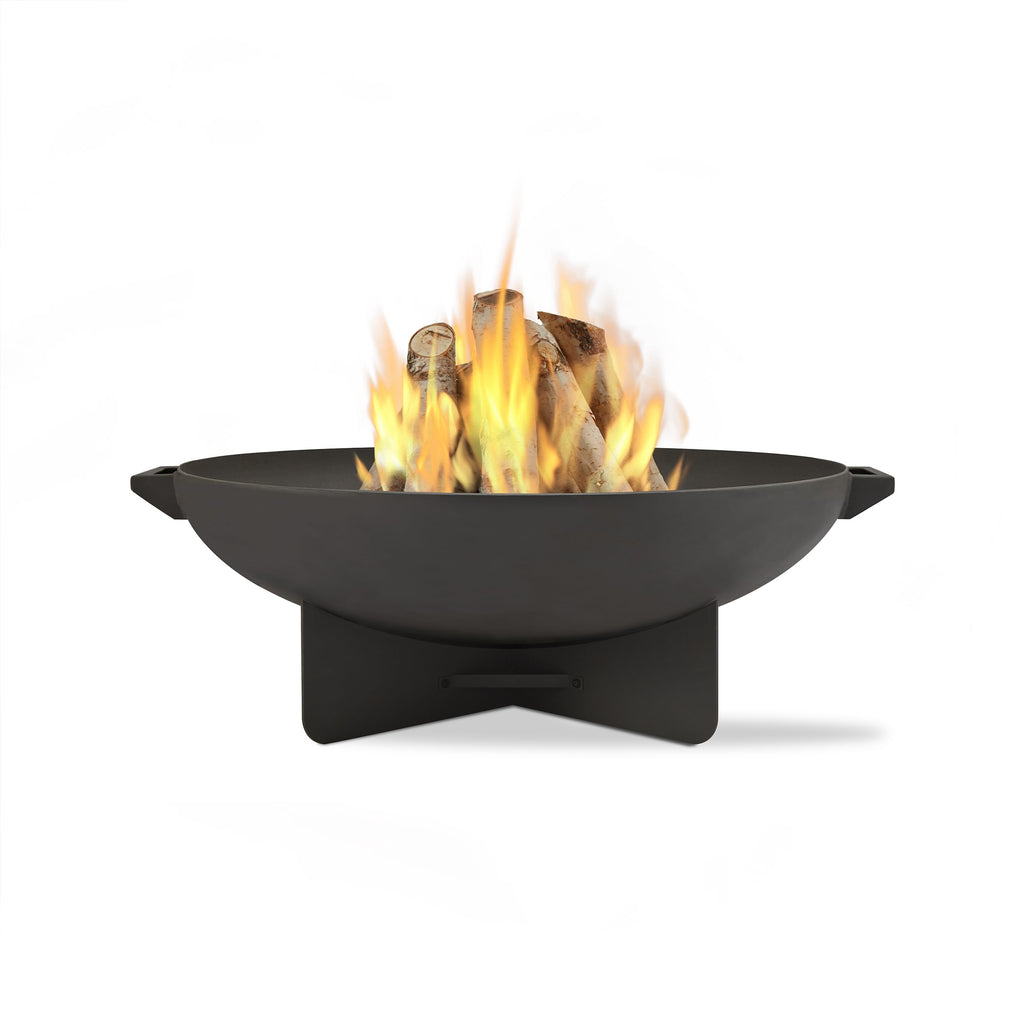 36” Round Wood Burning Steel Fire Pit with Spark Screen, Poker, Log Grate and Storage Cover Q868054