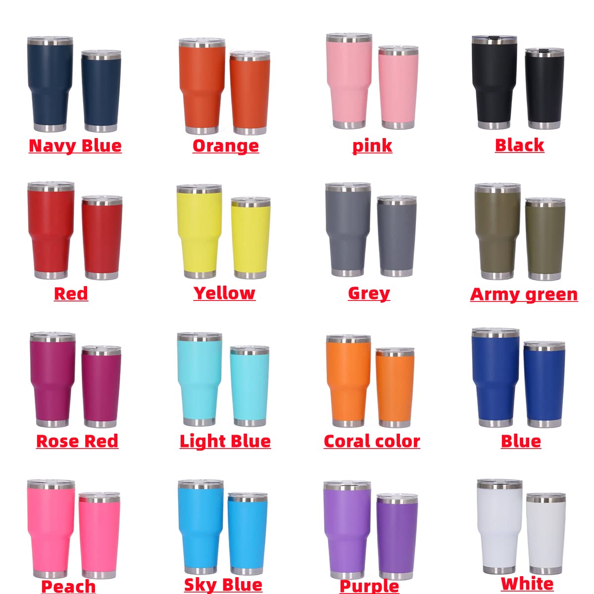 20oz/30oz Stainless Steel Tumbler with Lid & Straw P937279