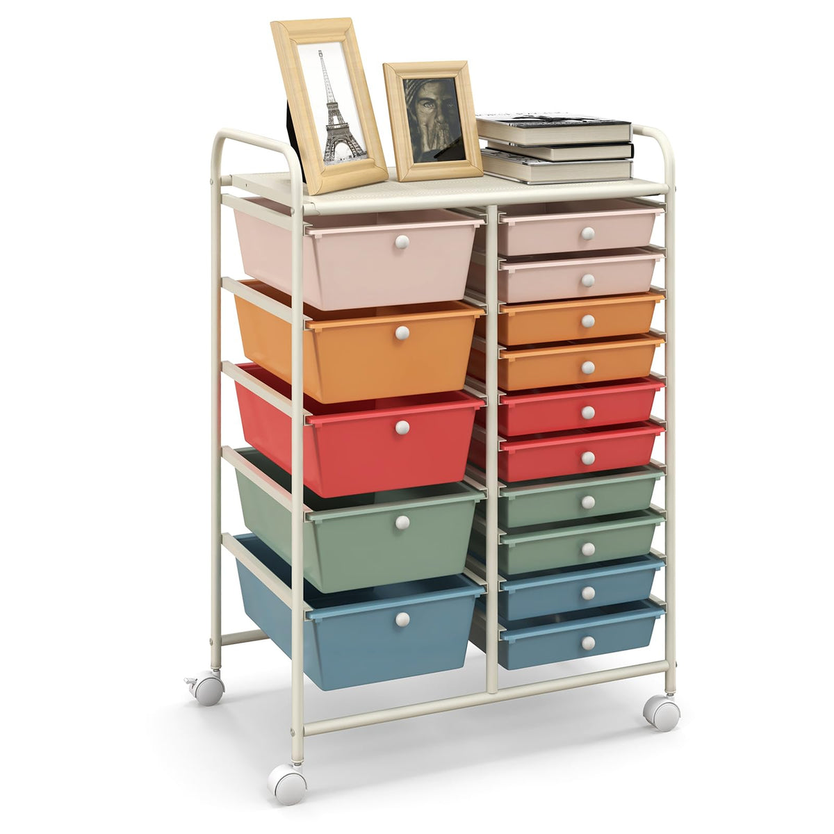 15 Drawer Rolling Storage Cart with Removable Drawers W106292