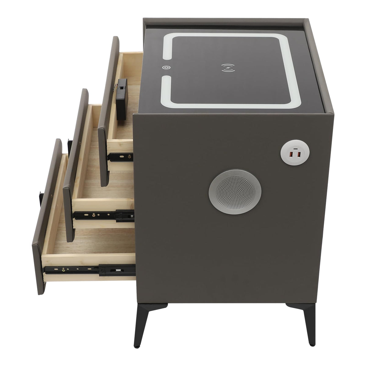 Solid Wood Nightstand with 3 Drawers H61598