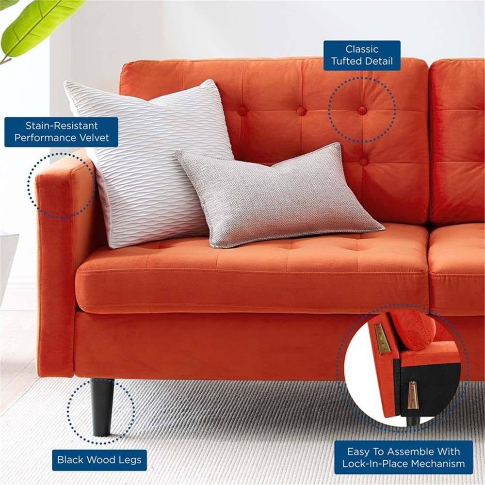 Orange Velvet Sofa I207
