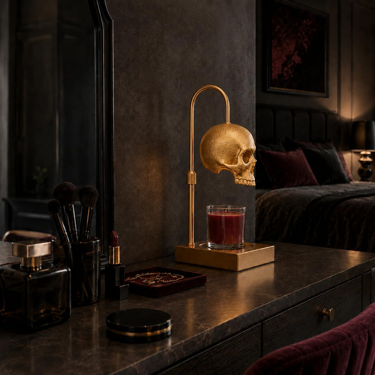 Skull Candle Warmer Lamp with Timer and Dimmer P3735