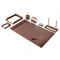 Chocolate Brown Leather 8 Piece Desk Set T47338