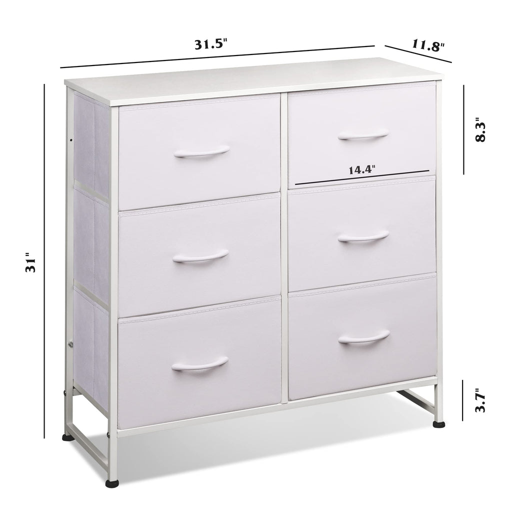 White 6 Drawer Dresser O889