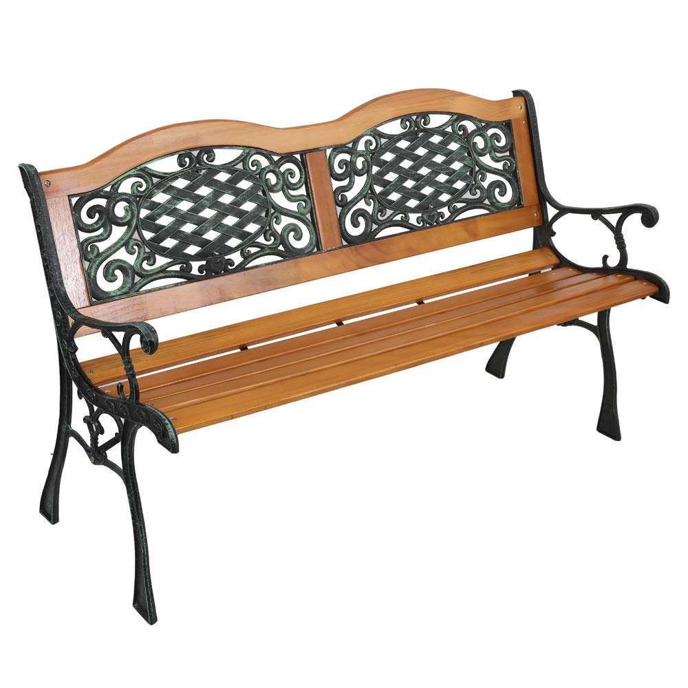 Cast Iron Teak Outdoor Bench 3-Seater Y162