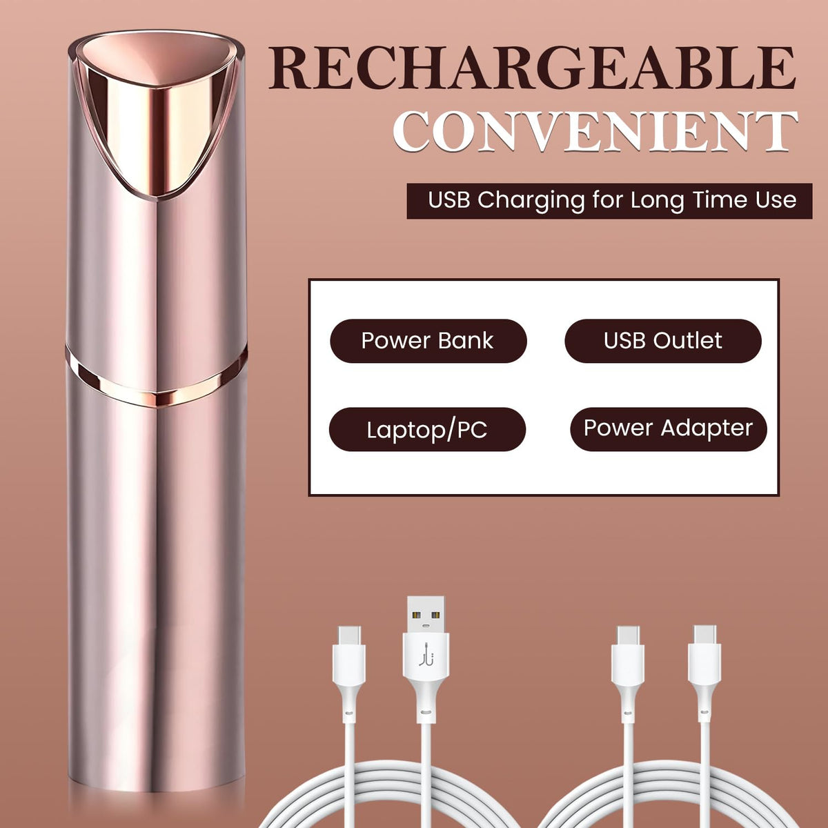 2 in1 Rechargeable Facial Hair Removal & Eyebrow Shaver with LED Light I23728