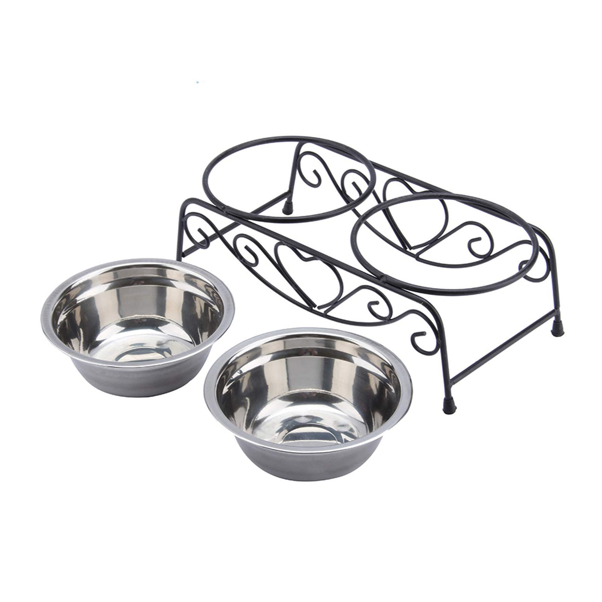 Stainless Steel Elevated Dog Cat Bowls with Iron Stand U4061