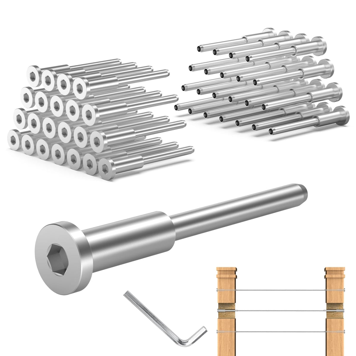 60 Pack T316 Stainless Steel 1/8" Cable Railing Kit E8103