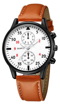 Men Chronograph Leather Strap Analog Quartz Watches A813