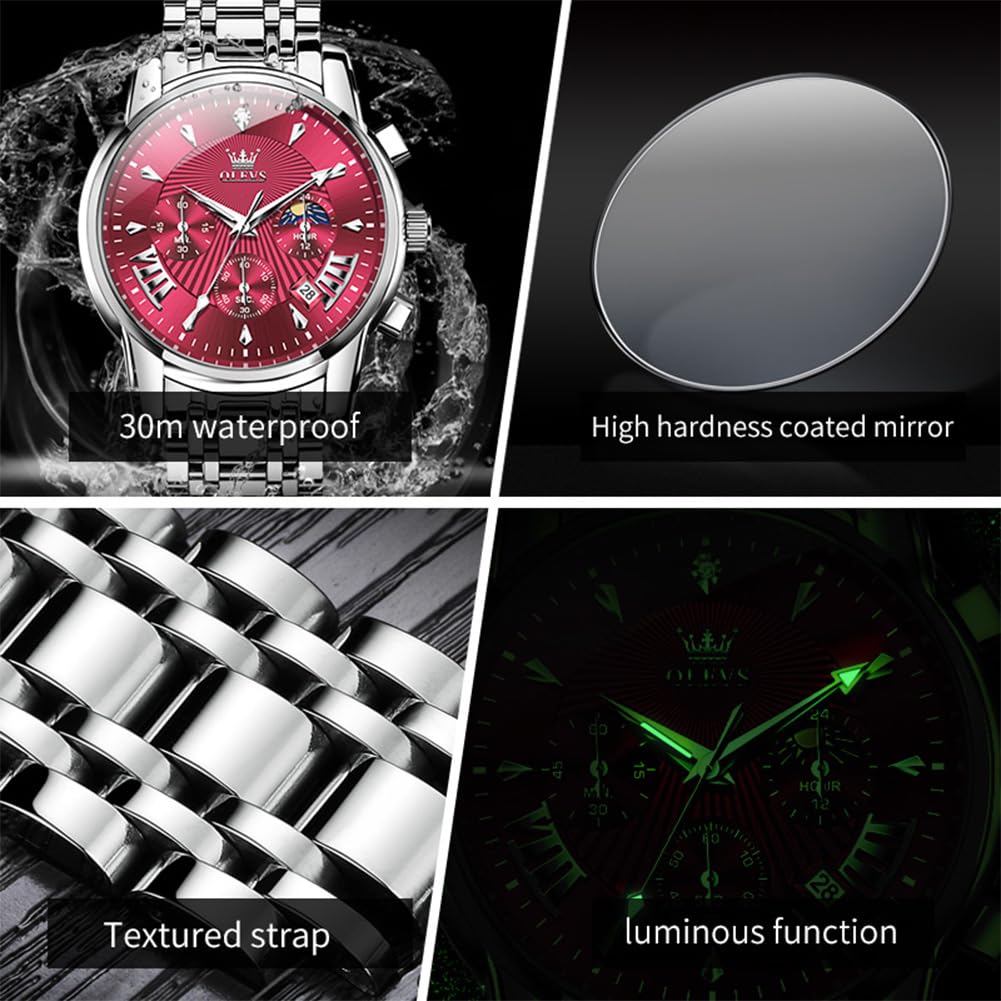 Mens Stainless Steel Analog Quartz Waterproof Watch P381483