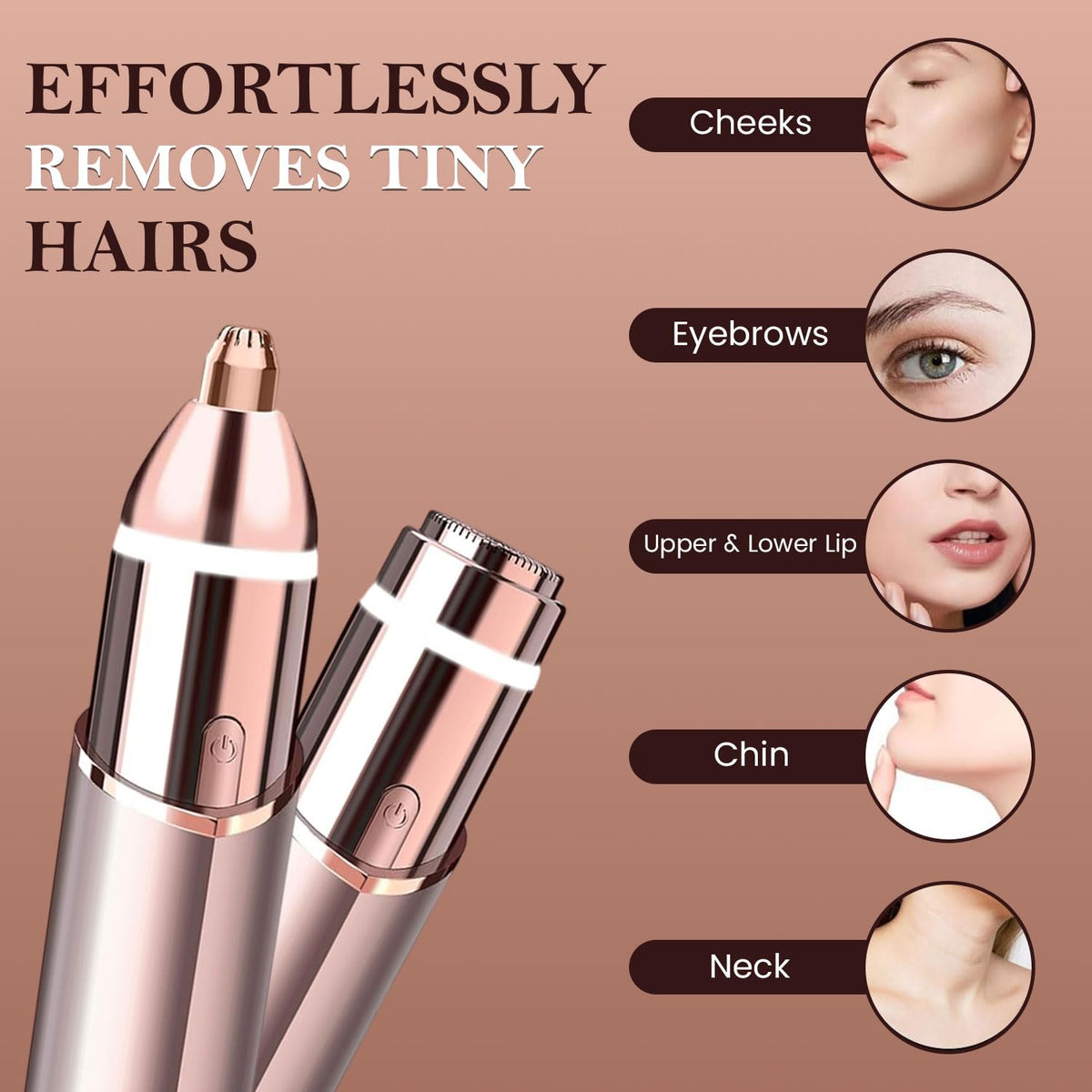 2 in1 Rechargeable Facial Hair Removal & Eyebrow Shaver with LED Light I23728