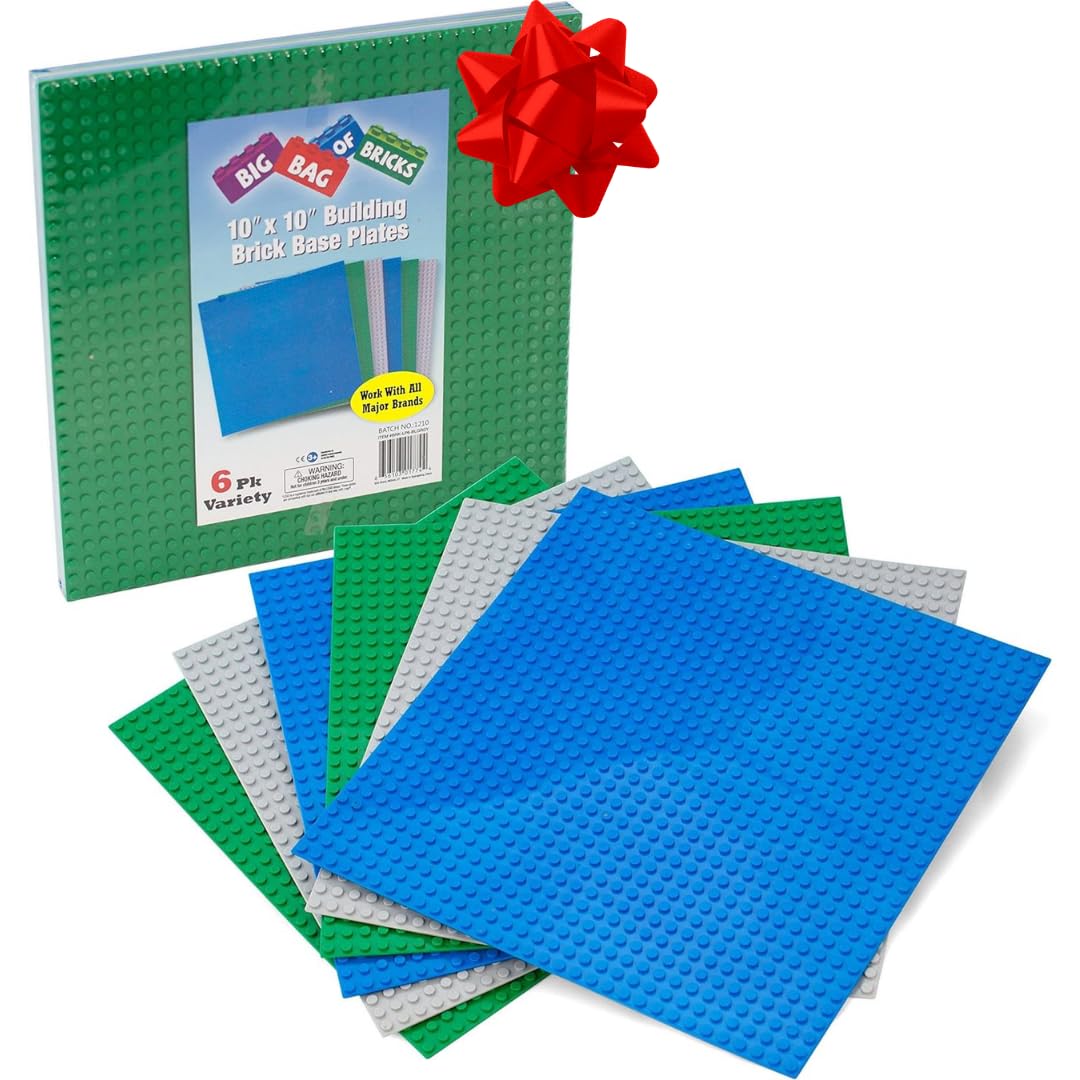 Green Blue White 10x10" Building Bricks Baseplates 4 Pack I27349
