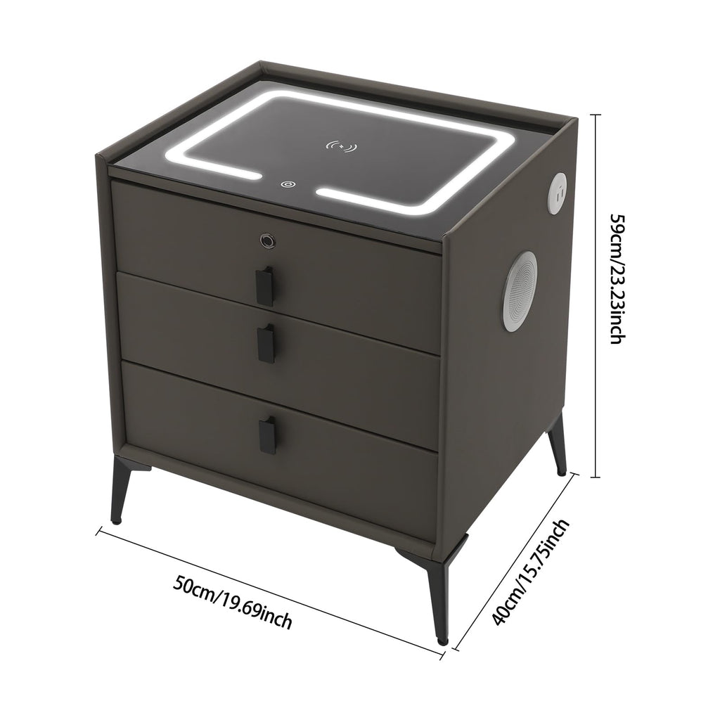 Solid Wood Nightstand with 3 Drawers H61598