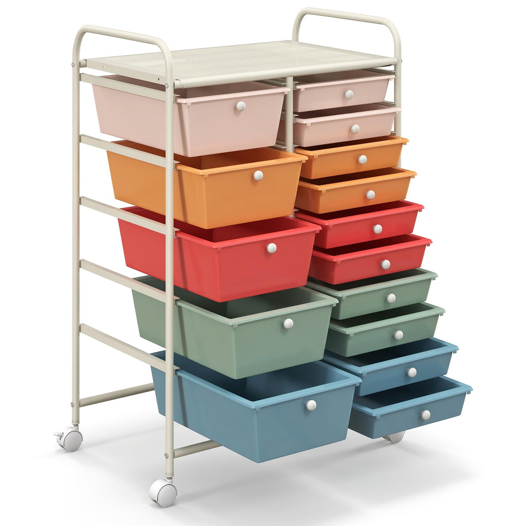 15 Drawer Rolling Storage Cart with Removable Drawers W106292