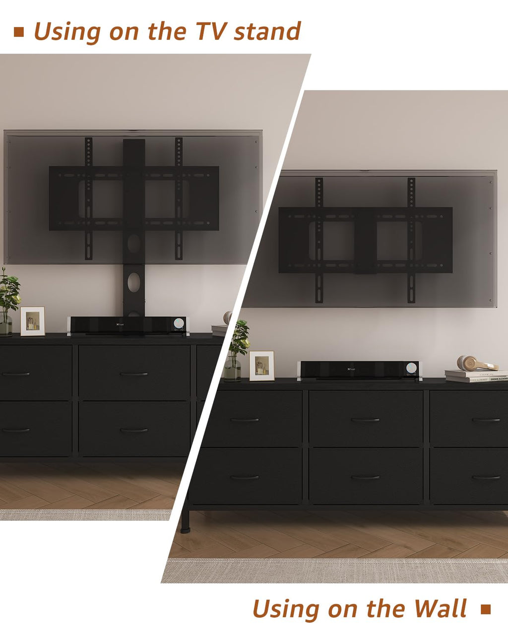 Black 6 Drawer TV Stand with Mount X161703