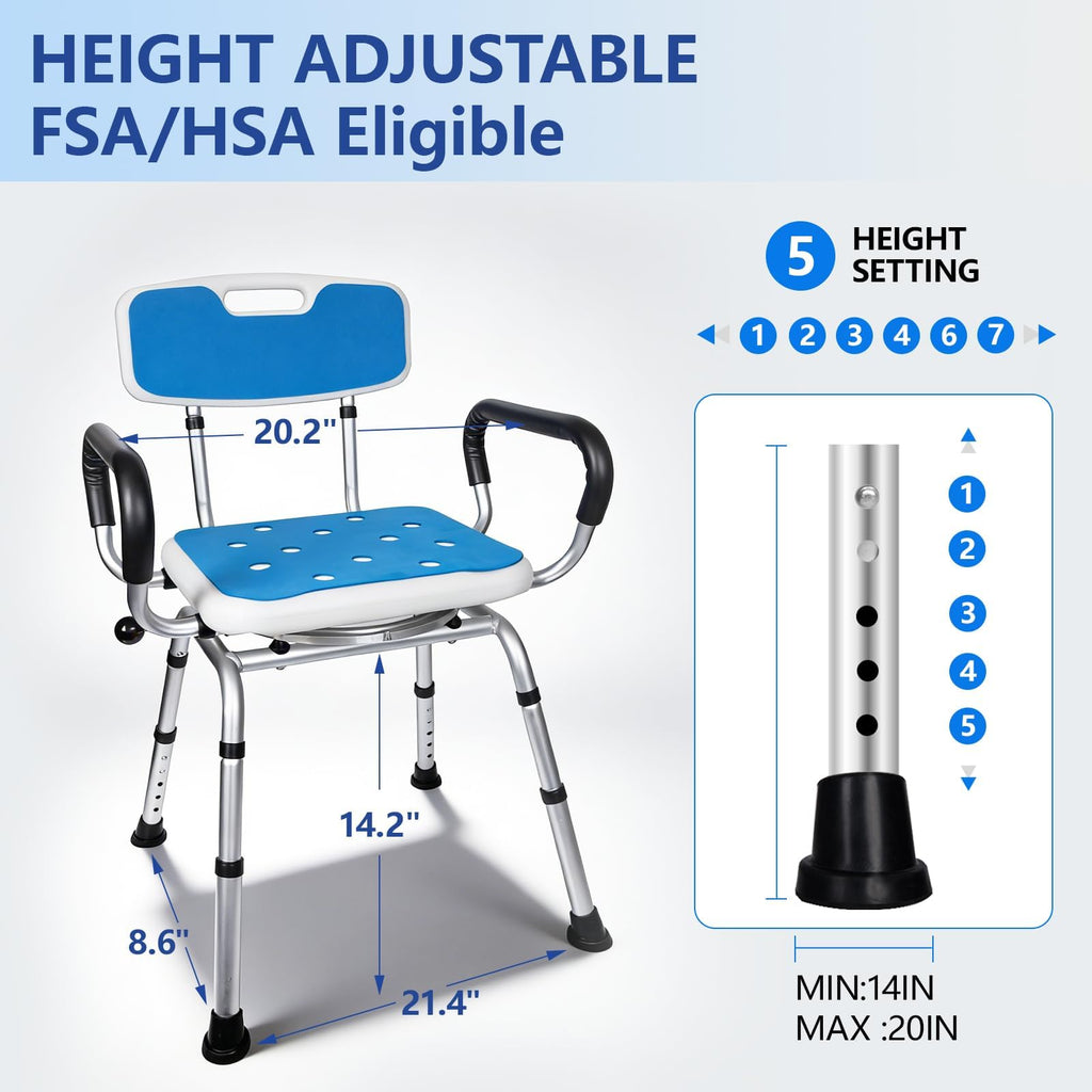 Swivel Shower Chair 500lbs Heavy Duty Adjustable M9893