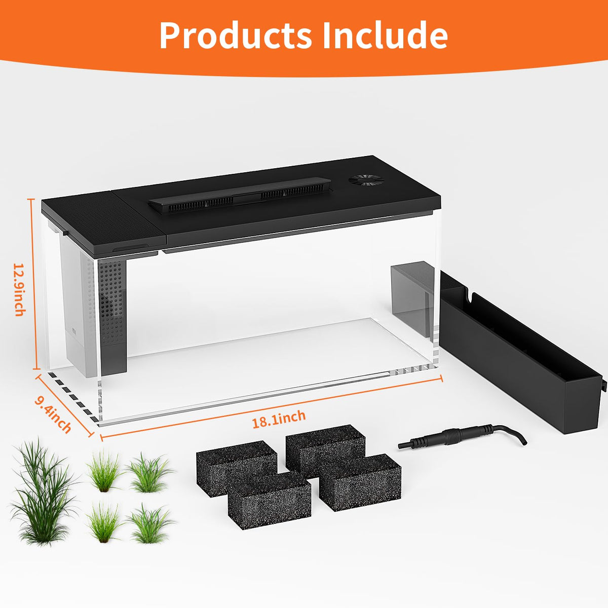 3.7 Gallon Betta Fish Tank Kit with Filter Light Water Pump E17035