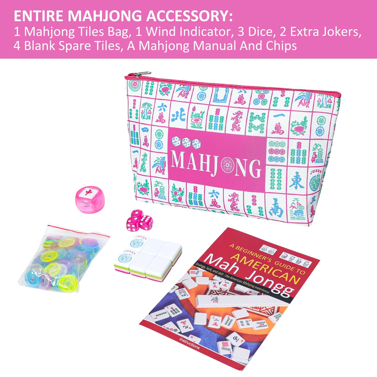 166 Acrylic Engraved Mahjong Tile Set with Carrying Bag R181008