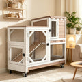 2 Story Wood Rabbit Hutch with Wheels M950