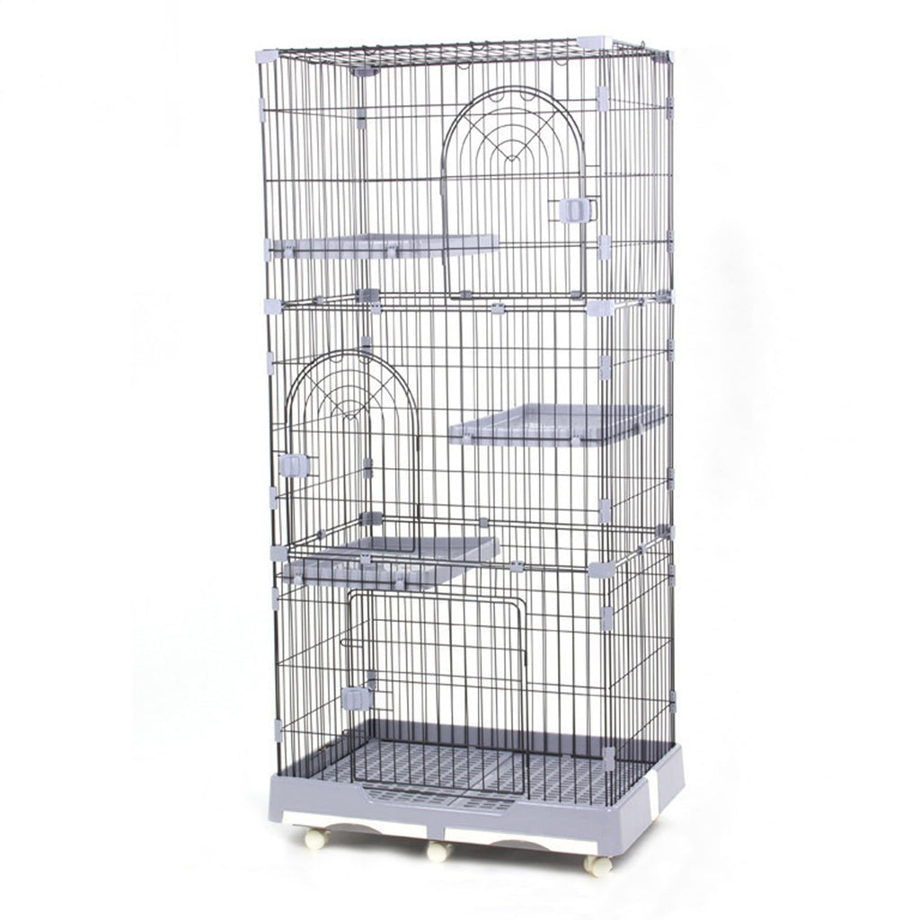 Foldable 4 Tier Detachable Cat Cage with Hammock Q69798