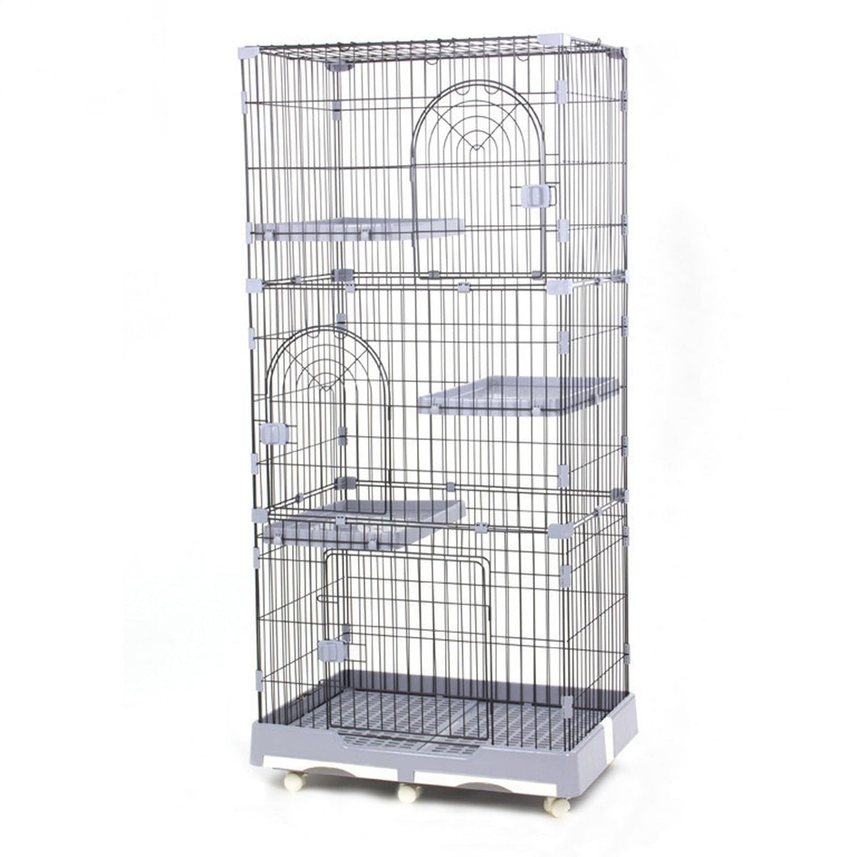 Foldable 4 Tier Detachable Cat Cage with Hammock Q69798